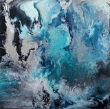 "Aqua Current" Abstract Original 48x48